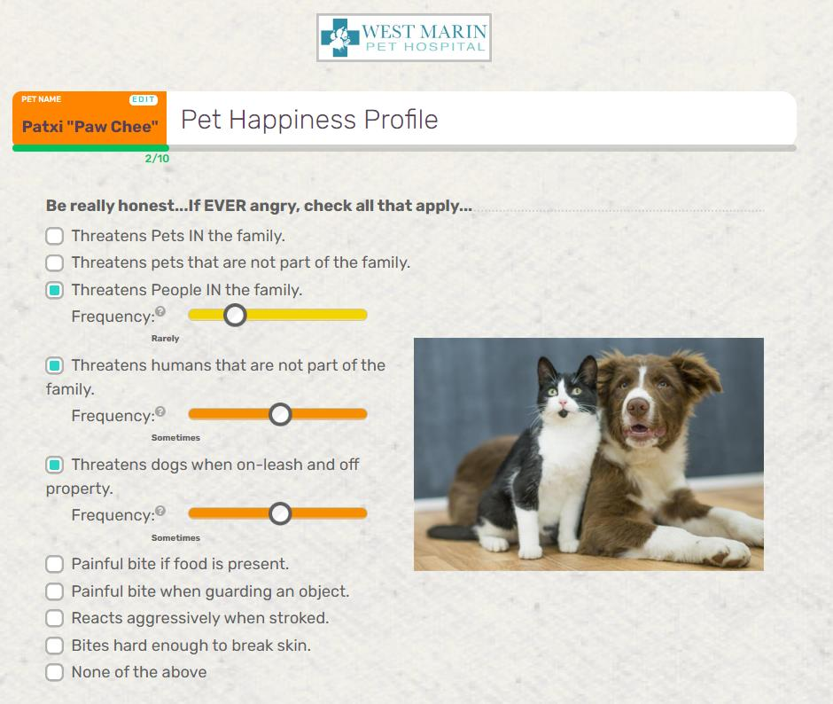 Sample page (2 of 10) of a pet screen.